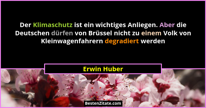 Der Klimaschutz ist ein wichtiges Anliegen. Aber die Deutschen dürfen von Brüssel nicht zu einem Volk von Kleinwagenfahrern degradiert w... - Erwin Huber