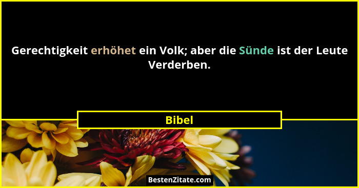 Gerechtigkeit erhöhet ein Volk; aber die Sünde ist der Leute Verderben.... - Bibel