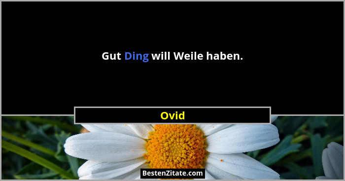Gut Ding will Weile haben.... - Ovid