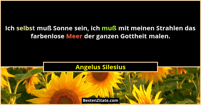 Ich selbst muß Sonne sein, ich muß mit meinen Strahlen das farbenlose Meer der ganzen Gottheit malen.... - Angelus Silesius