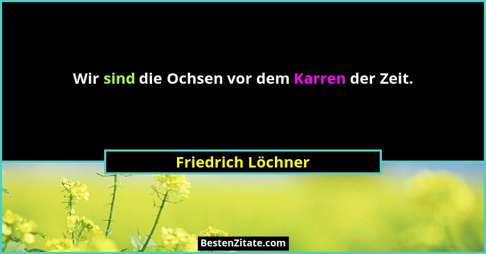 Wir sind die Ochsen vor dem Karren der Zeit.... - Friedrich Löchner