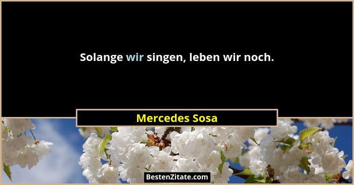 Solange wir singen, leben wir noch.... - Mercedes Sosa