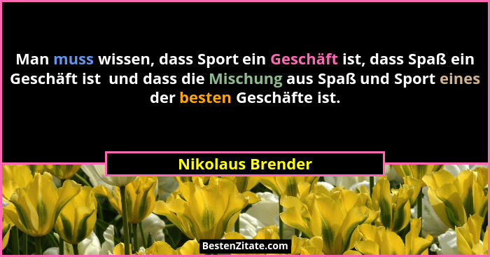 Man muss wissen, dass Sport ein Geschäft ist, dass Spaß ein Geschäft ist  und dass die Mischung aus Spaß und Sport eines der besten... - Nikolaus Brender