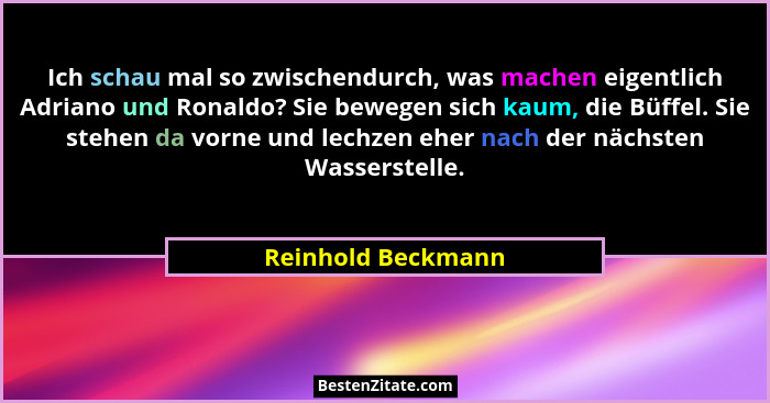 Ich schau mal so zwischendurch, was machen eigentlich Adriano und Ronaldo? Sie bewegen sich kaum, die Büffel. Sie stehen da vorne... - Reinhold Beckmann