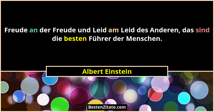 Freude an der Freude und Leid am Leid des Anderen, das sind die besten Führer der Menschen.... - Albert Einstein