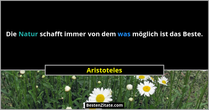 Die Natur schafft immer von dem was möglich ist das Beste.... - Aristoteles