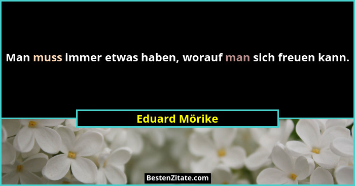 Man muss immer etwas haben, worauf man sich freuen kann.... - Eduard Mörike