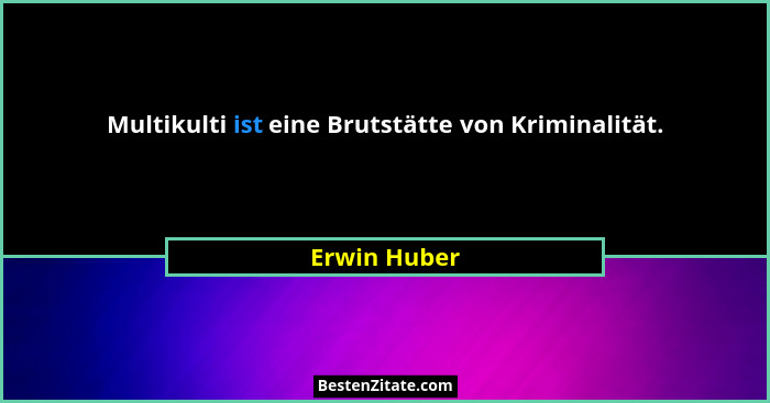 Multikulti ist eine Brutstätte von Kriminalität.... - Erwin Huber