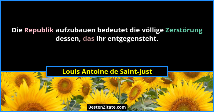 Die Republik aufzubauen bedeutet die völlige Zerstörung dessen, das ihr entgegensteht.... - Louis Antoine de Saint-Just