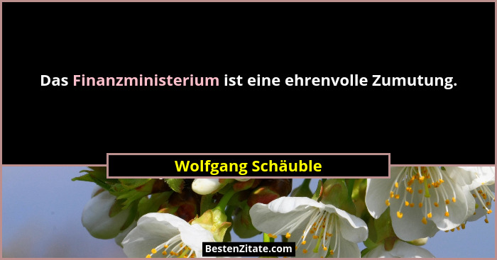 Das Finanzministerium ist eine ehrenvolle Zumutung.... - Wolfgang Schäuble
