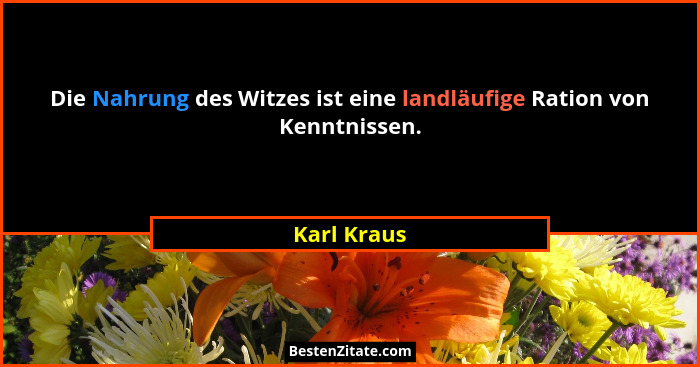 Die Nahrung des Witzes ist eine landläufige Ration von Kenntnissen.... - Karl Kraus
