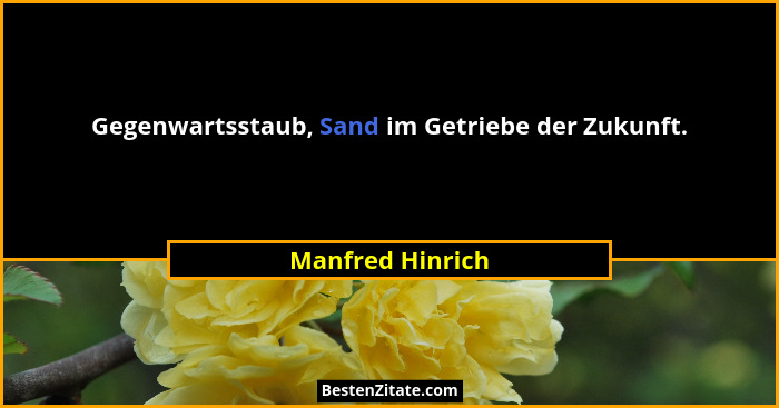 Gegenwartsstaub, Sand im Getriebe der Zukunft.... - Manfred Hinrich