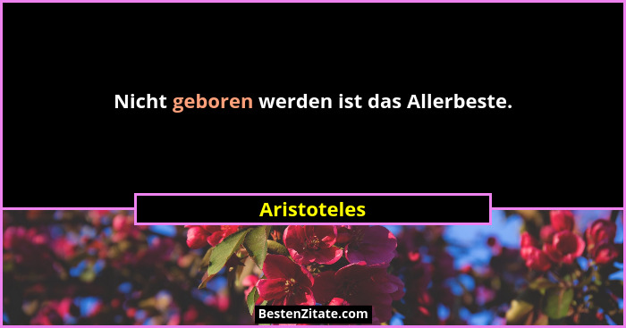 Nicht geboren werden ist das Allerbeste.... - Aristoteles