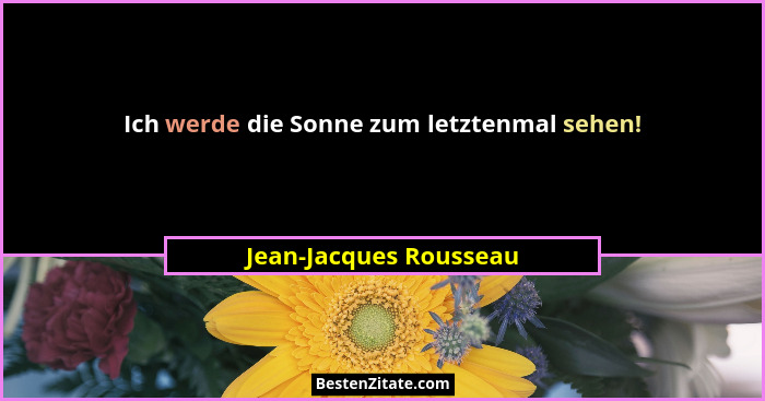 Ich werde die Sonne zum letztenmal sehen!... - Jean-Jacques Rousseau