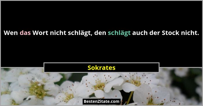 Wen das Wort nicht schlägt, den schlägt auch der Stock nicht.... - Sokrates