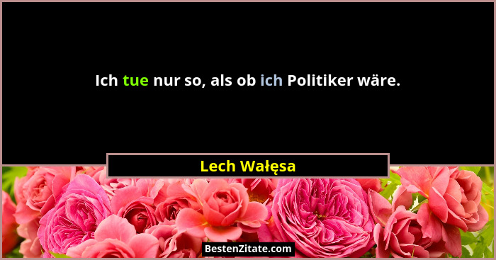 Ich tue nur so, als ob ich Politiker wäre.... - Lech Wałęsa