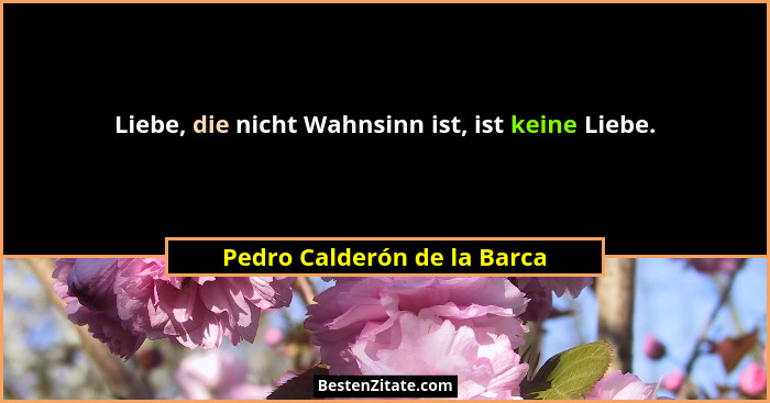 Liebe, die nicht Wahnsinn ist, ist keine Liebe.... - Pedro Calderón de la Barca
