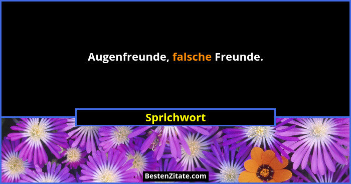 Augenfreunde, falsche Freunde.... - Sprichwort