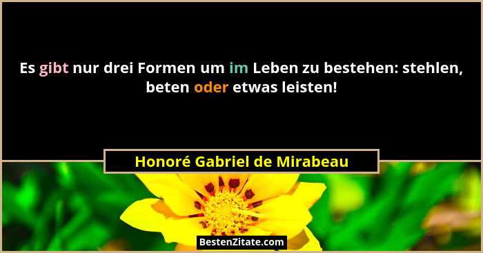 Es gibt nur drei Formen um im Leben zu bestehen: stehlen, beten oder etwas leisten!... - Honoré Gabriel de Mirabeau