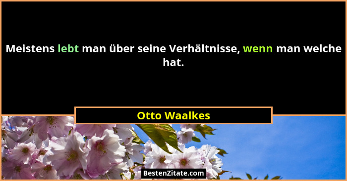Meistens lebt man über seine Verhältnisse, wenn man welche hat.... - Otto Waalkes
