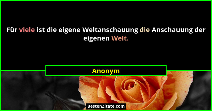 Für viele ist die eigene Weltanschauung die Anschauung der eigenen Welt.... - Anonym