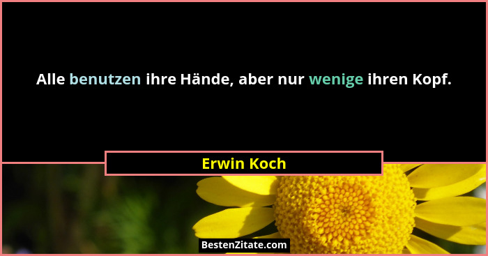 Alle benutzen ihre Hände, aber nur wenige ihren Kopf.... - Erwin Koch