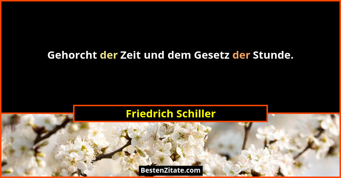 Gehorcht der Zeit und dem Gesetz der Stunde.... - Friedrich Schiller