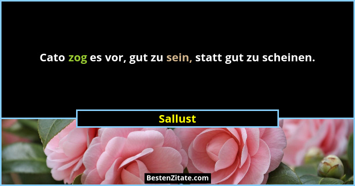 Cato zog es vor, gut zu sein, statt gut zu scheinen.... - Sallust