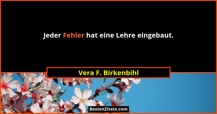 Jeder Fehler hat eine Lehre eingebaut.... - Vera F. Birkenbihl