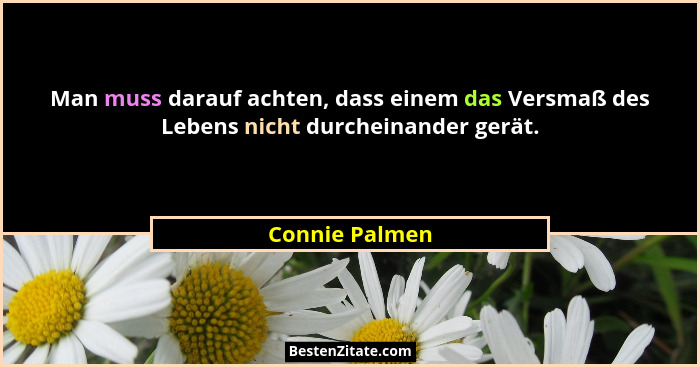 Man muss darauf achten, dass einem das Versmaß des Lebens nicht durcheinander gerät.... - Connie Palmen