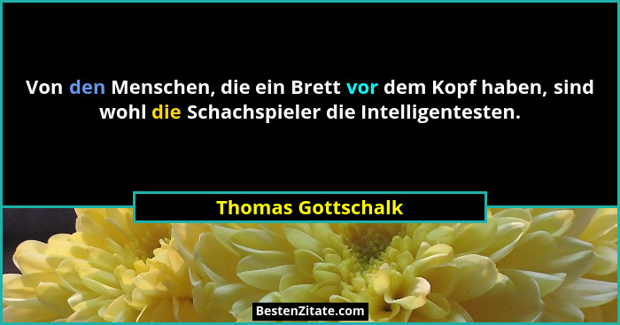 Von den Menschen, die ein Brett vor dem Kopf haben, sind wohl die Schachspieler die Intelligentesten.... - Thomas Gottschalk