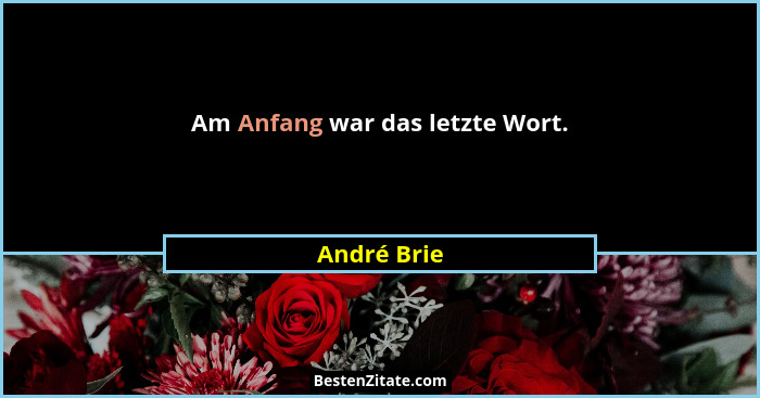 Am Anfang war das letzte Wort.... - André Brie