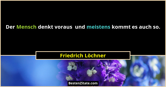 Der Mensch denkt voraus  und meistens kommt es auch so.... - Friedrich Löchner
