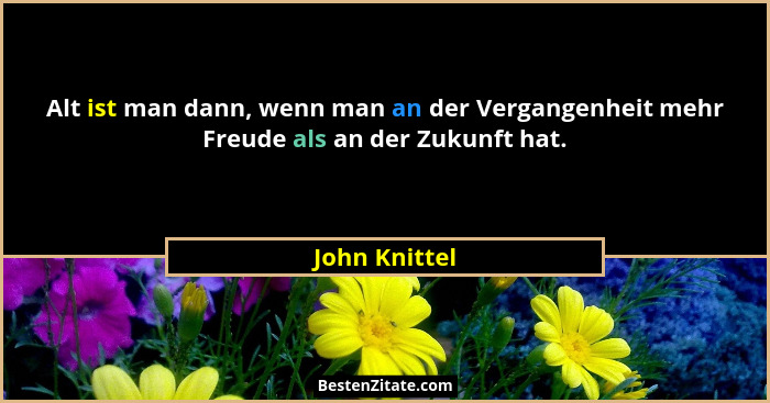 Alt ist man dann, wenn man an der Vergangenheit mehr Freude als an der Zukunft hat.... - John Knittel