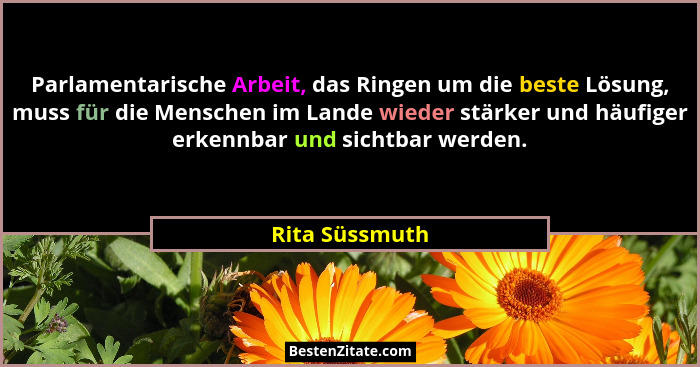 Parlamentarische Arbeit, das Ringen um die beste Lösung, muss für die Menschen im Lande wieder stärker und häufiger erkennbar und sich... - Rita Süssmuth