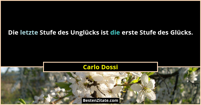 Die letzte Stufe des Unglücks ist die erste Stufe des Glücks.... - Carlo Dossi