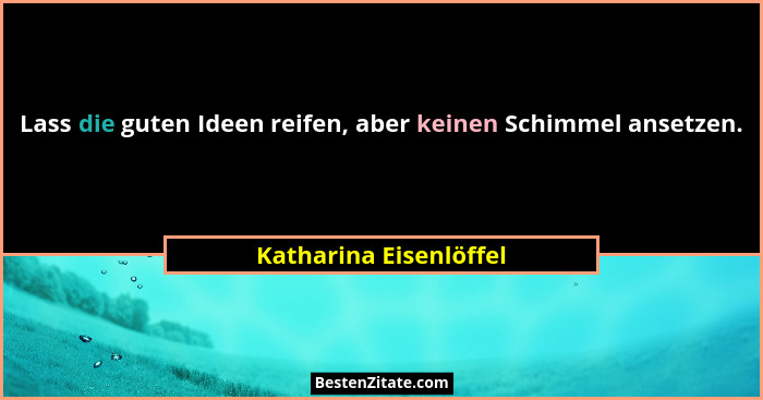 Lass die guten Ideen reifen, aber keinen Schimmel ansetzen.... - Katharina Eisenlöffel