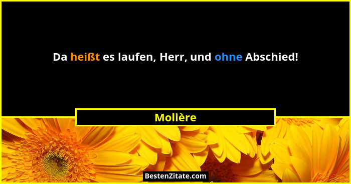 Da heißt es laufen, Herr, und ohne Abschied!... - Molière
