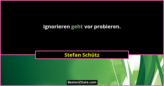 Ignorieren geht vor probieren.... - Stefan Schütz