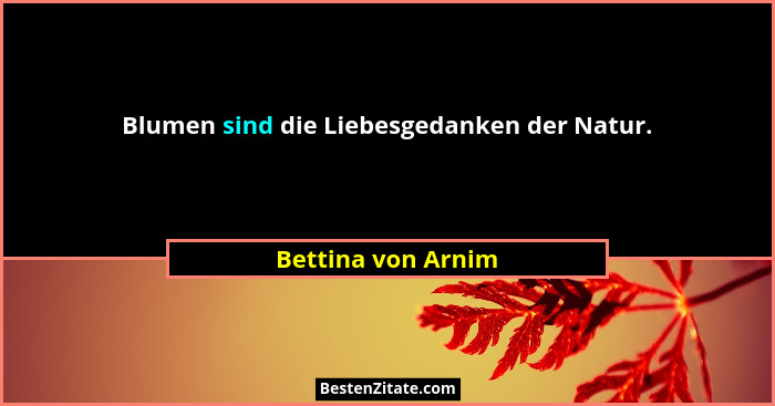 Blumen sind die Liebesgedanken der Natur.... - Bettina von Arnim