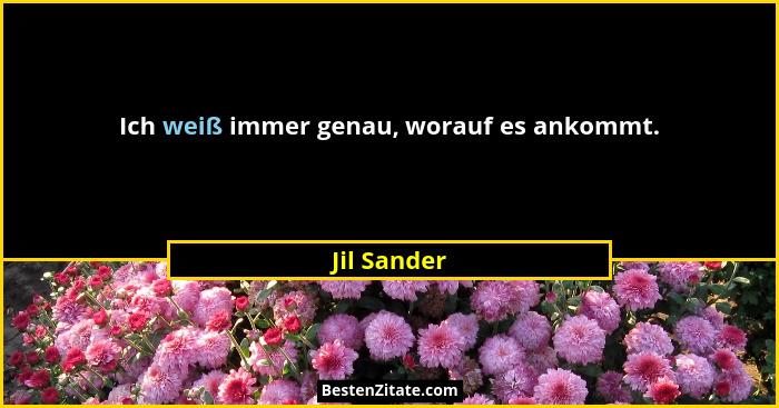 Ich weiß immer genau, worauf es ankommt.... - Jil Sander