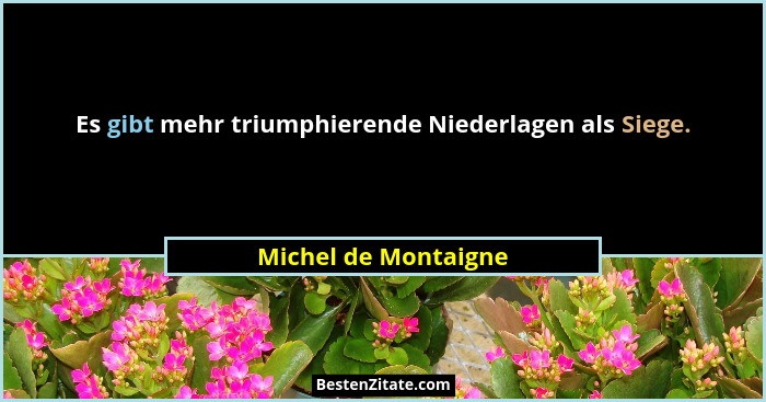 Es gibt mehr triumphierende Niederlagen als Siege.... - Michel de Montaigne