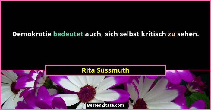 Demokratie bedeutet auch, sich selbst kritisch zu sehen.... - Rita Süssmuth