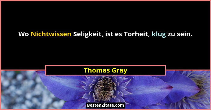 Wo Nichtwissen Seligkeit, ist es Torheit, klug zu sein.... - Thomas Gray