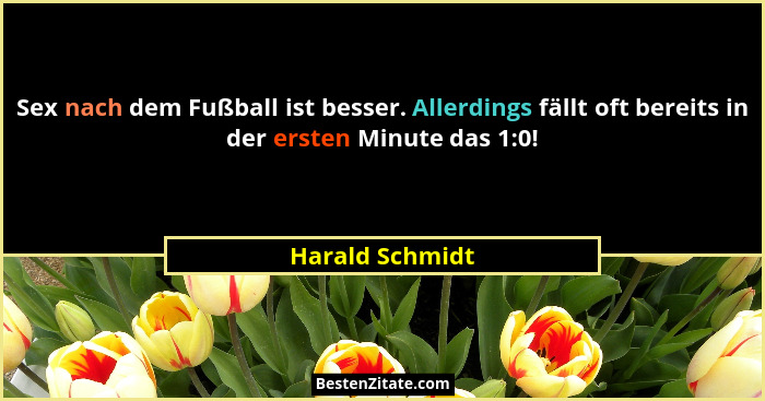 Sex nach dem Fußball ist besser. Allerdings fällt oft bereits in der ersten Minute das 1:0!... - Harald Schmidt