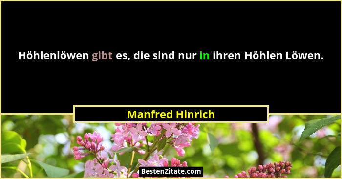Höhlenlöwen gibt es, die sind nur in ihren Höhlen Löwen.... - Manfred Hinrich