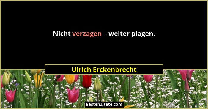 Nicht verzagen – weiter plagen.... - Ulrich Erckenbrecht