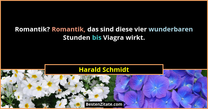 Romantik? Romantik, das sind diese vier wunderbaren Stunden bis Viagra wirkt.... - Harald Schmidt