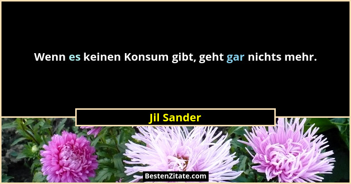 Wenn es keinen Konsum gibt, geht gar nichts mehr.... - Jil Sander