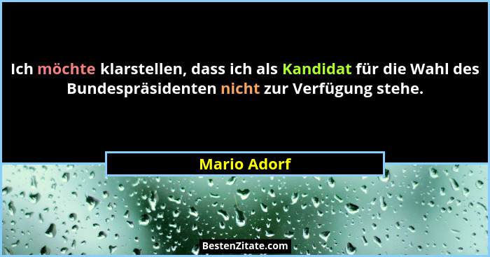 Ich möchte klarstellen, dass ich als Kandidat für die Wahl des Bundespräsidenten nicht zur Verfügung stehe.... - Mario Adorf